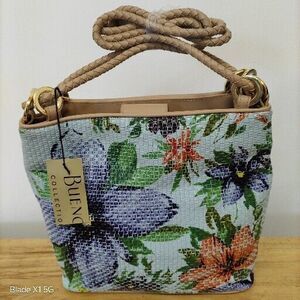 Bueno Multi Color Beach Vacation Tropical Floral Purse Handbag NWT